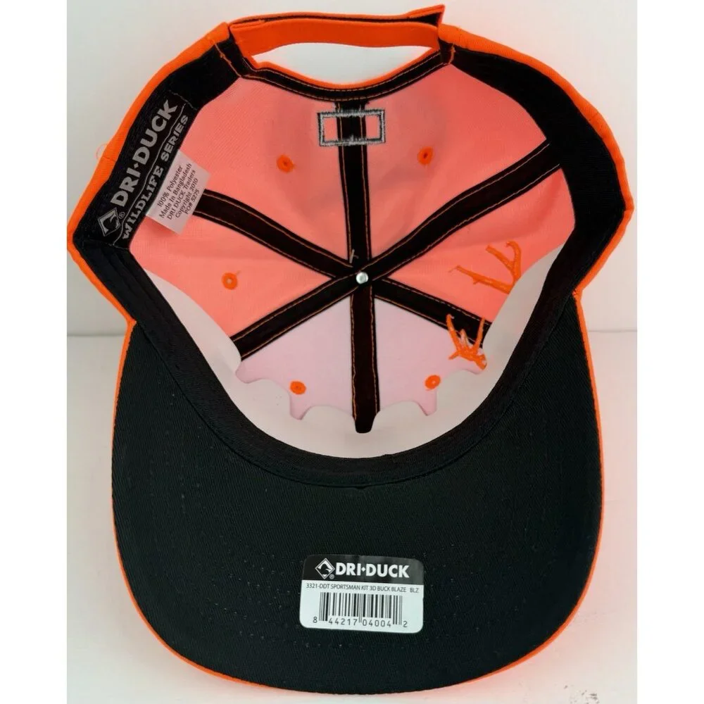 DRI Duck 3D Buck Blaze Hat Orange/Black‎ Low Profile Embroidered 3321 OSFM NWT